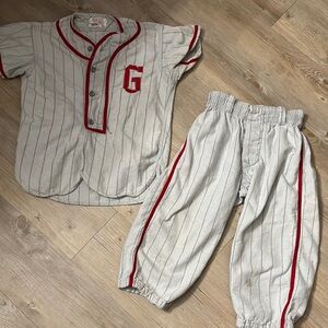 Vintage Kids Baseball Costume/uniform - Gray and Red